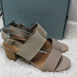 TOMS Desert Taupe Suede/Linen Poppy Sandal